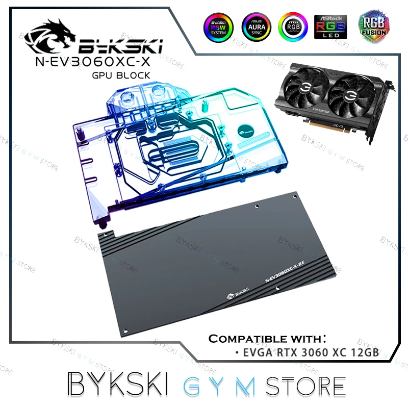 Bykski Gpu Water Block Per Scheda Grafica Evga Rtx 3060 Xc 12Gb Con Backplane, Radiatore In Rame Vga 12V/5V M/B Sync
