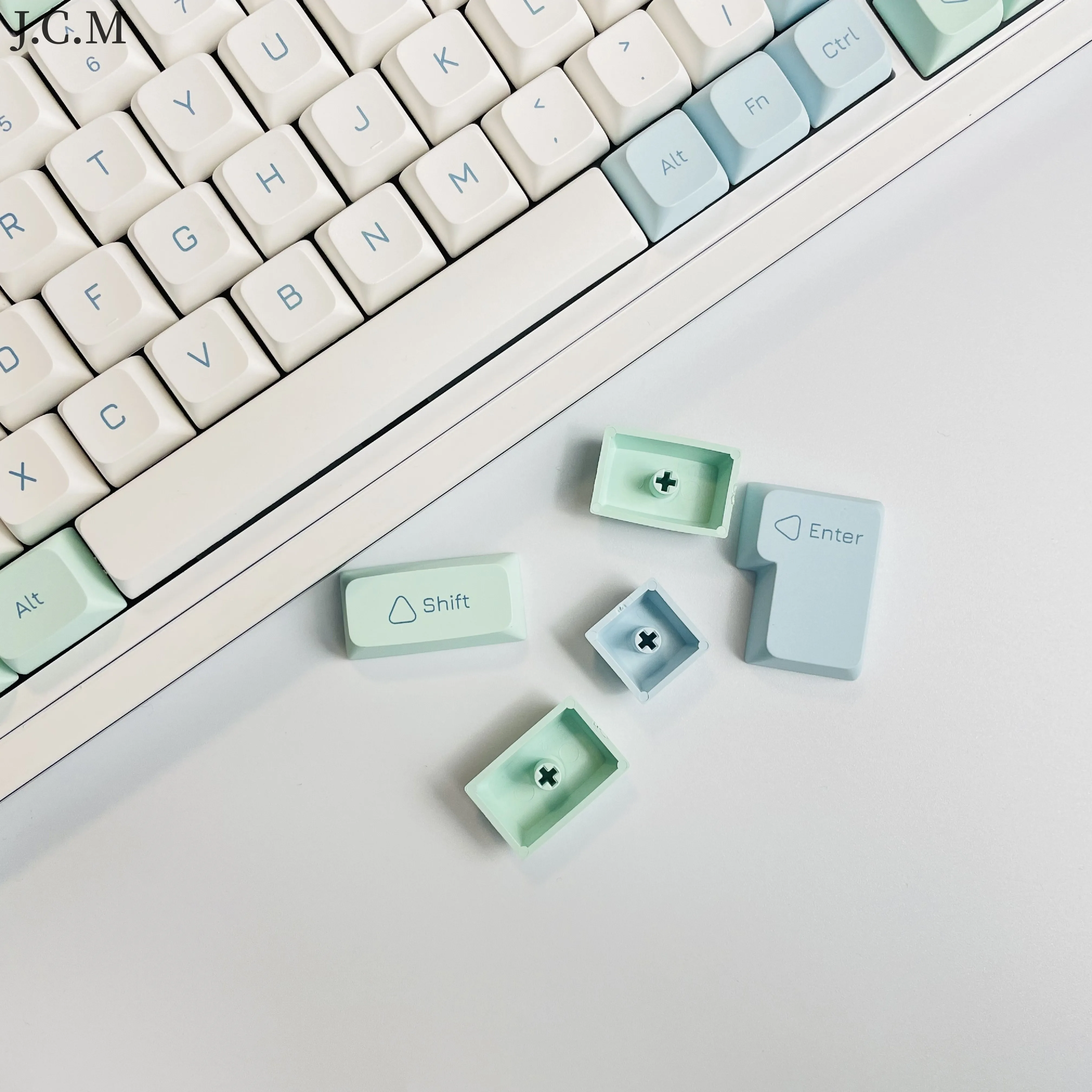 Xda Pbt Keycaps para Teclado Mecânico Ice Mint e Glacier Dye Sub Keycap Mac Iso Abnt2 Layout Personalizado para Cherry Gaming 137 Chaves - Imagem 6
