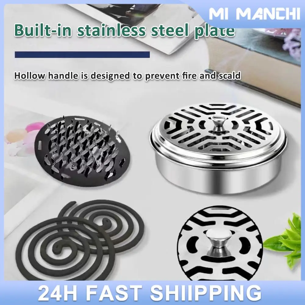 

Mosquito Coil Tray Portable Mosquito Coils Holder Large Hotel Metal Repellent Rack With Cover Summer Anti-mosquito Home Supplie