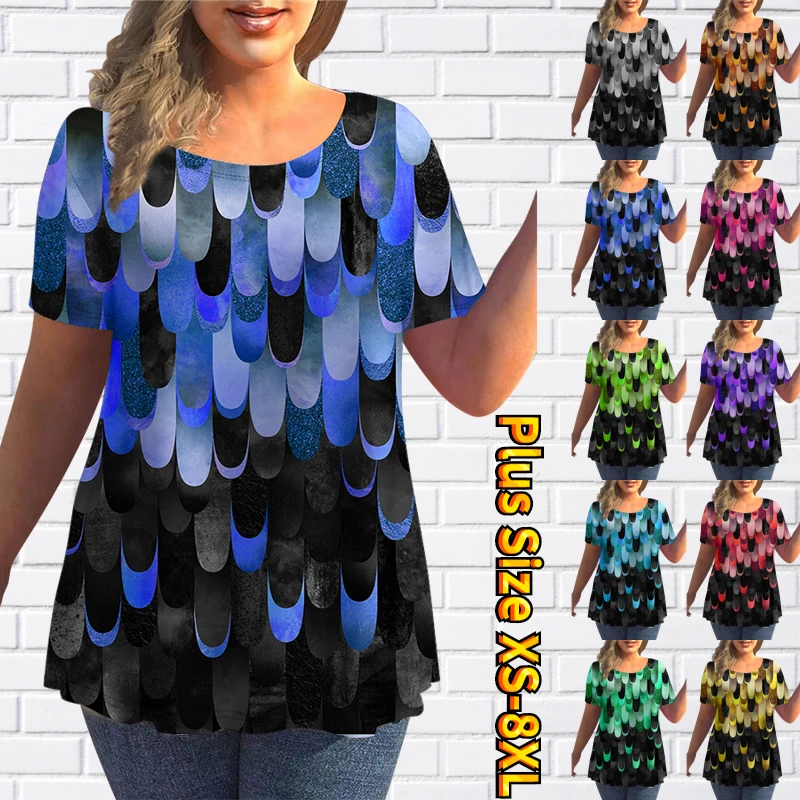 

Женская свободная футболка с коротким рукавом, Повседневный пуловер большого размера с круглым вырезом, футболка с принтом, лето 2022