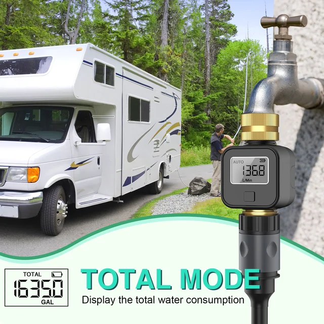 Digital Water Flow Meter High Accuracy IP6X Measure Water Consumption and Flow Rate for Outdoor Garden Watering Irrigation Hose 4