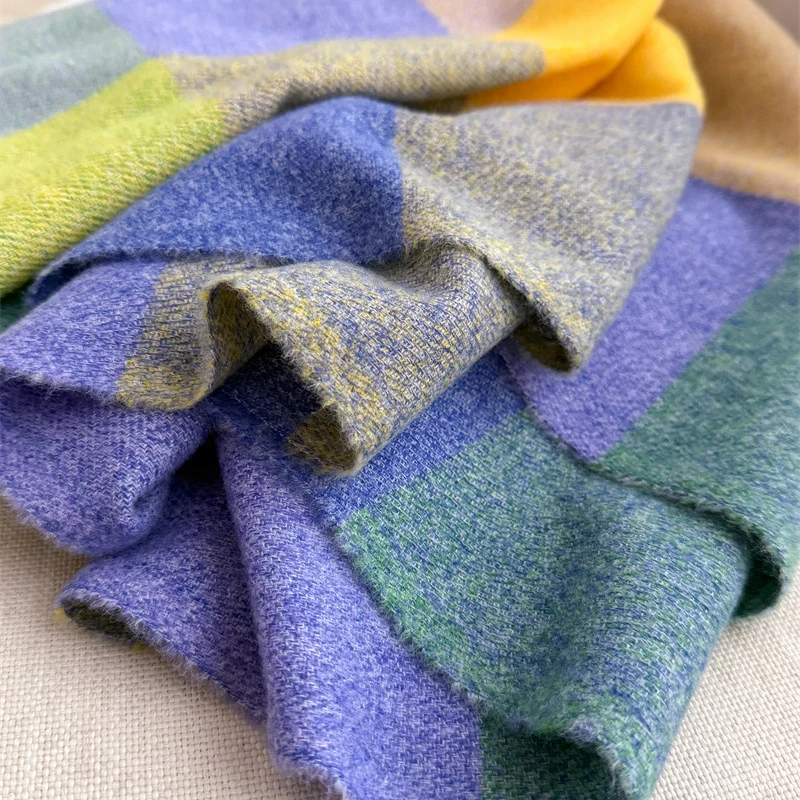 Luxus Mode Regenbogen Farbe Plaid Designer Winter Schal Frauen Kaschmir Schal Outdoor Decke Wrap Pashmina Quaste Warme Dame – Detail 23