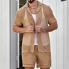 Men's Suits Solid Color Lapel Short Sleeved Shirt Summer Shorts Casual Fashion Two-piece Set for Men 4
