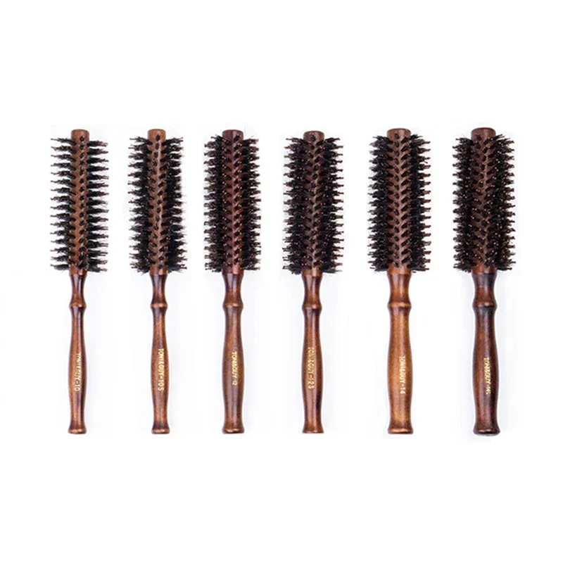 Hair Brush Curly Hair Brush Hair Styling Brush Wig Brush 1pc wooden handle anti-static round roll brush straight diagonal comb bristle round curly hair brush Special for real hair wigs