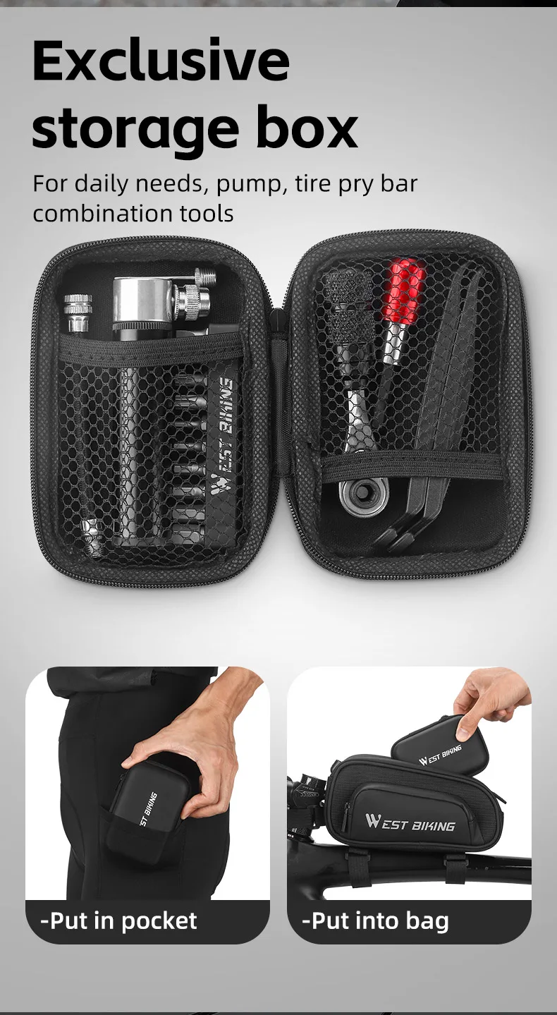 WEST RADFAHREN Tragbare Toolkit Multifunktionale Reparatur Werkzeug Tasche Ratsche Kit Reifen Hebel Mini Pumpe Werkzeuge Set Fahrrad Zubehör – Detail 14