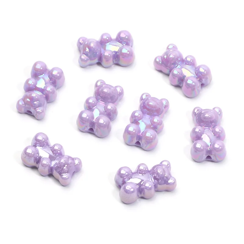 20 Stück 11x18mm glänzende süße Bärenperlen Macaron AB Acryl Spacer Perlen für Schmuckherstellung DIY Armband Halskette Schlüsselanhänger Charm – Detail 10