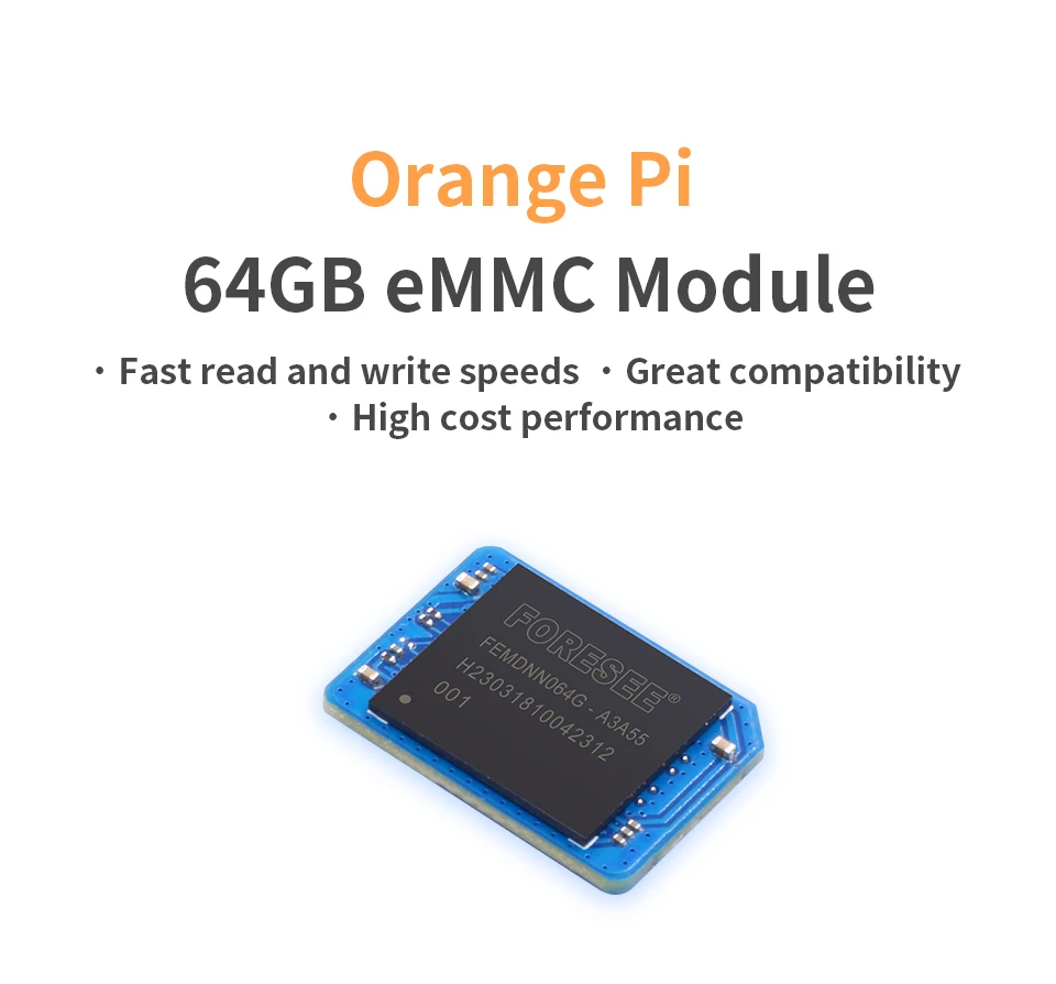 OPI 5 Plus 개발 보드용 빠른 읽기 및 쓰기 속도를 갖춘 TopElec Orange Pi 64GB EMMC 모듈