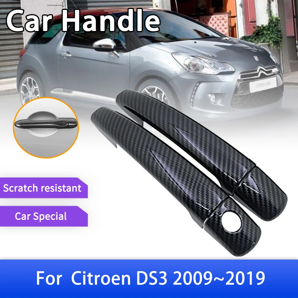 Carbon Fiber Door Handle Cover Catch Trim for Citroen DS3 DS 3 2009~2019  Car Accessories Styling Stickers 2011 2012 2013 2017