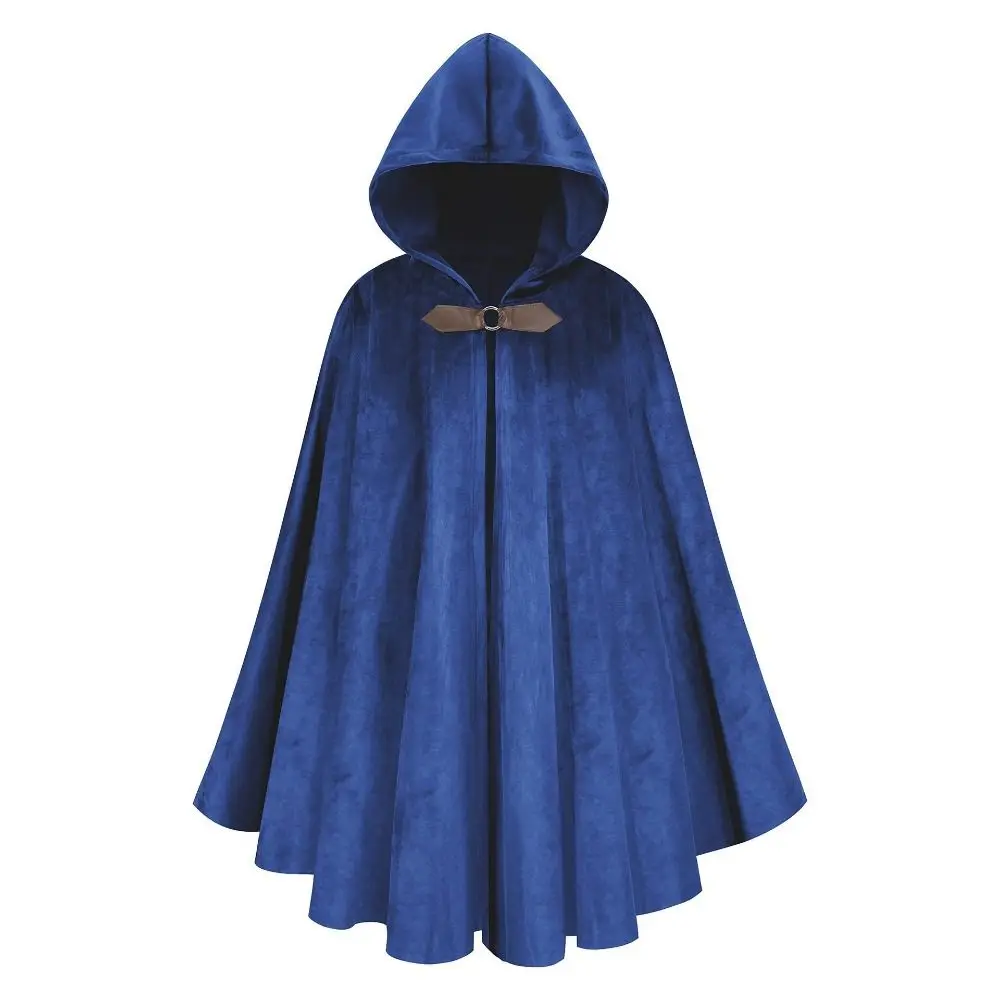 Suede Halloween Hooded Cloak Black Brown Cosplay Costume