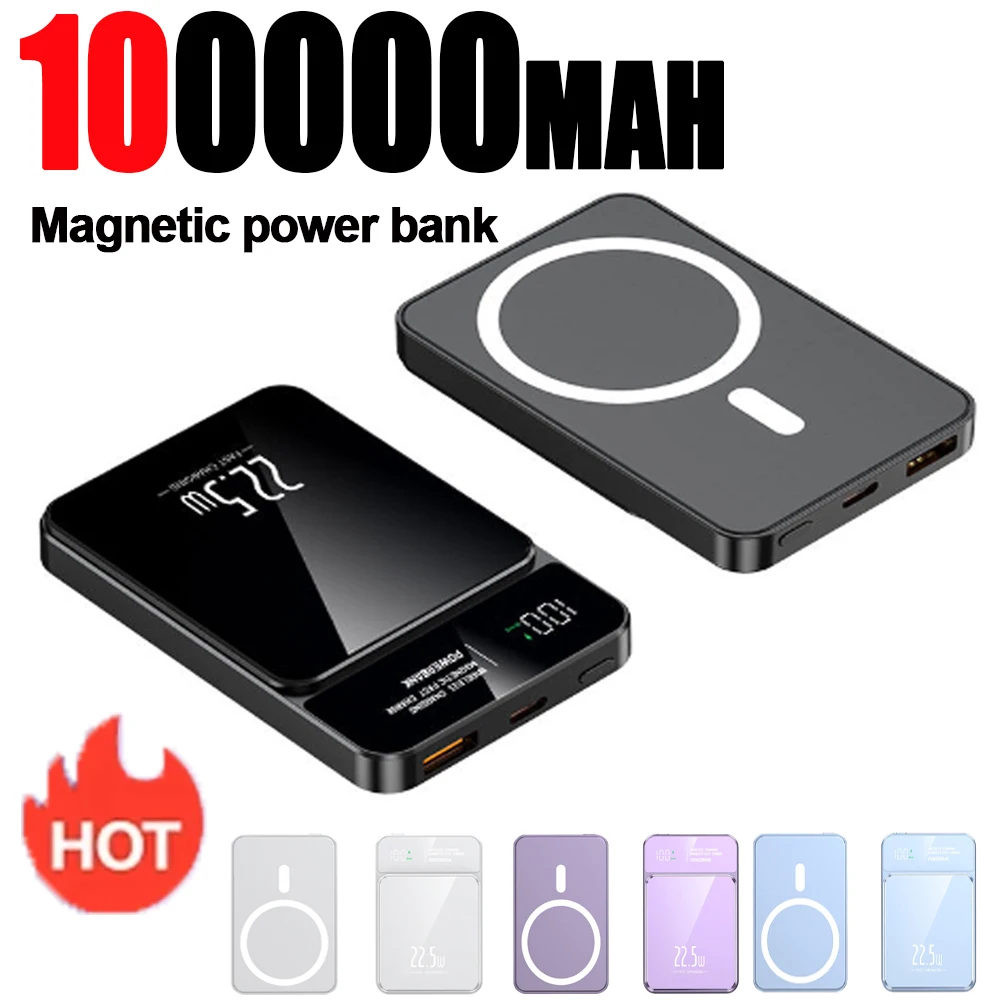 

Portable Magnetic Wireless Power Bank Magsafe 100000mah Super Fast Charging Suitable For IPhone Xiaomi Samsung Huawei Power Bank