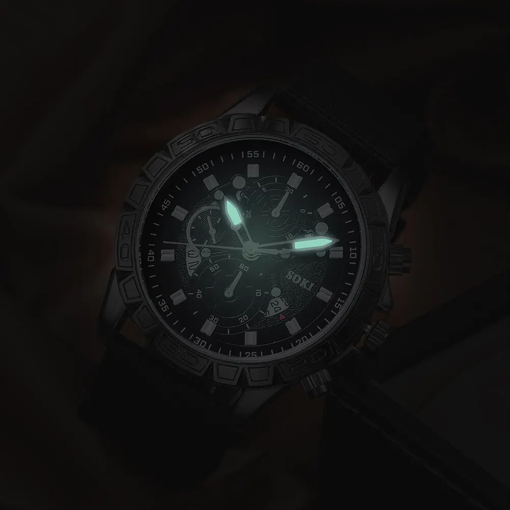 2023 Top Brand Luxury Fashion Calendar Watch Men Nylon Strap Clock Sport Watches Mens Quartz Wristwatch Relogio Masculino
