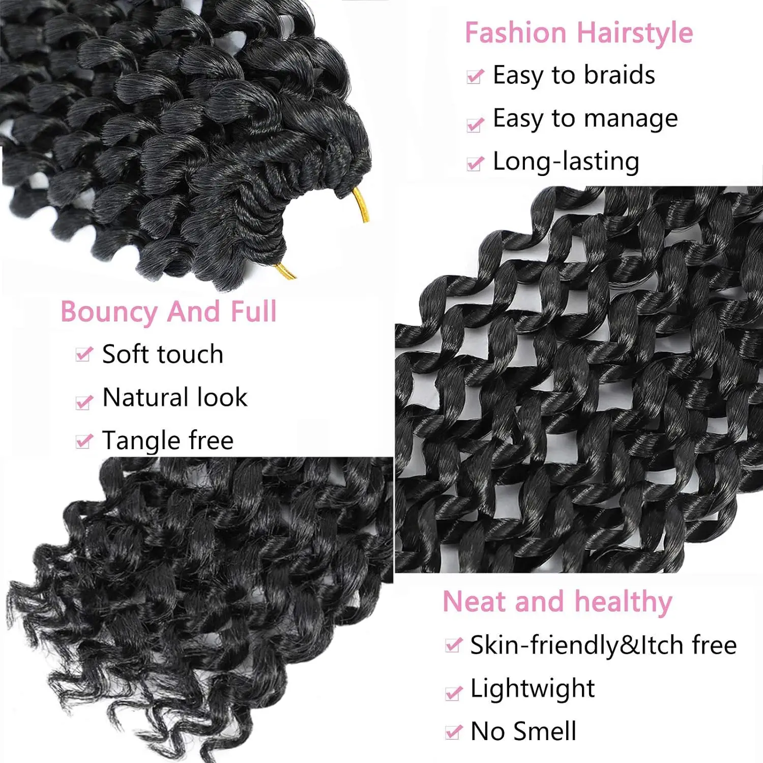 24" Passion Twist Hair 8Packs Freetress Water Wave Crochet Hair Synthetic Curly Braiding Hair For Butterfly Locs Crochet Braids 3