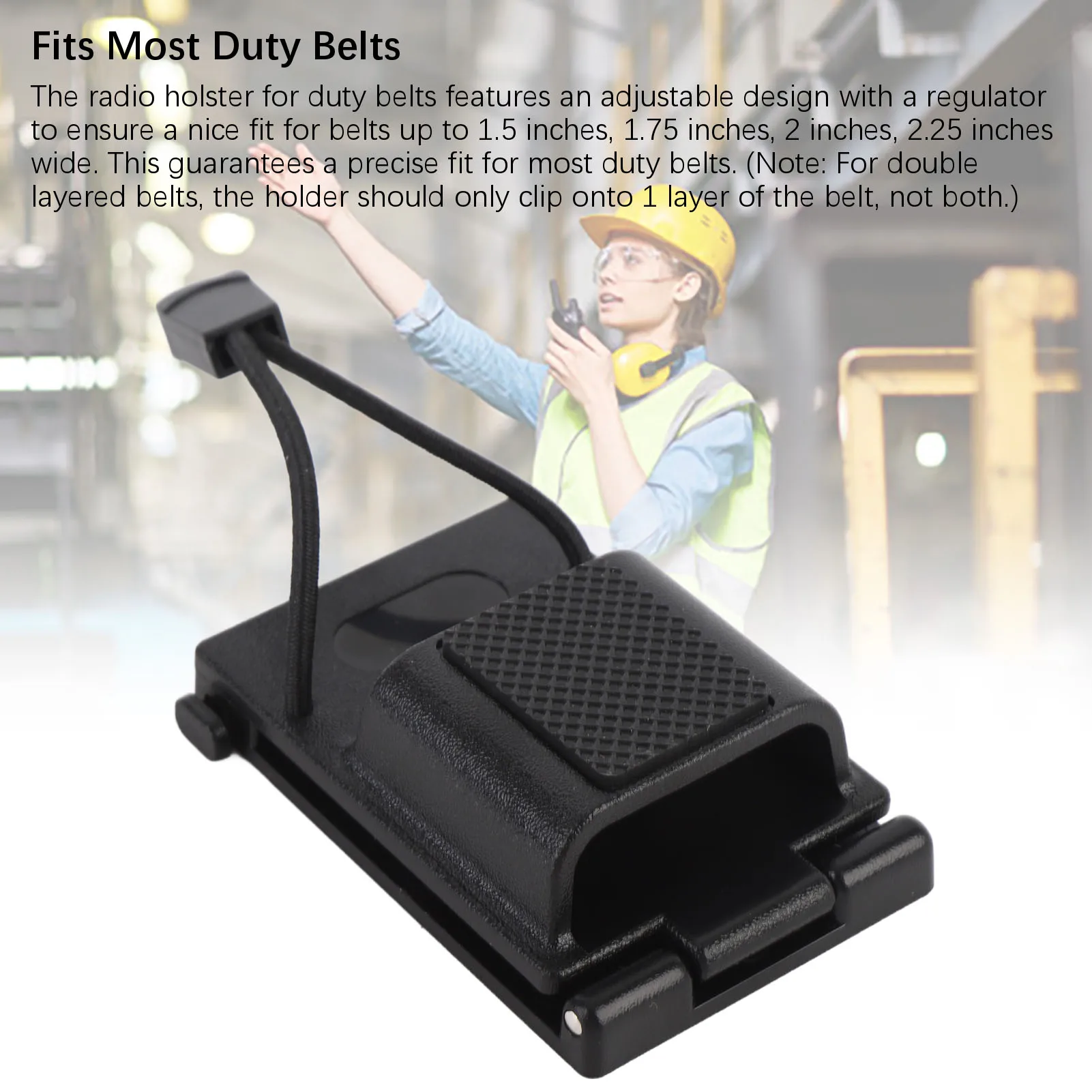 Black Secure Compact Radio Holster with Anti-Slip Belt Clip for Law Enforcement