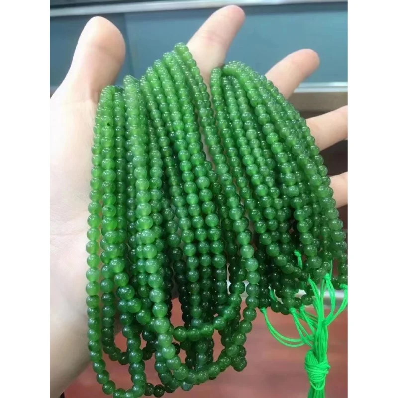 

Hetian Green Jade 4.5 Mm108 Beads Multi-Circle Bracelet Necklace Diy