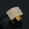 Hip Hop Bling Iced Out Stainless Steel Cross Pattern Finger Rings for Men Rapper Jewelry Gold Silver Color Drop Shipping 5