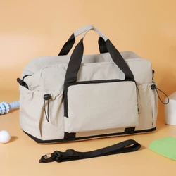 Spacious Portable Travel and Fitness Bag for Women, Expandable and Trolley - Compatible (Beige)