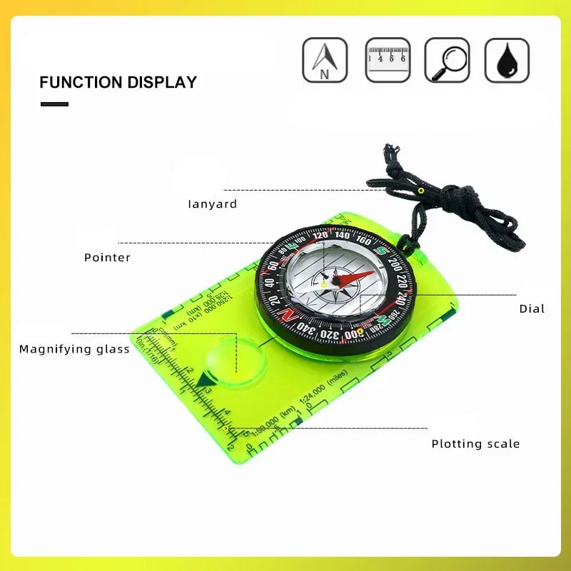 Description Picture 5 of itemWaterproof Orienteering Compass for Map Reading Baseplate Compass Outdoor Hiking Hunting Navigation Camping Gadget Survival Gear