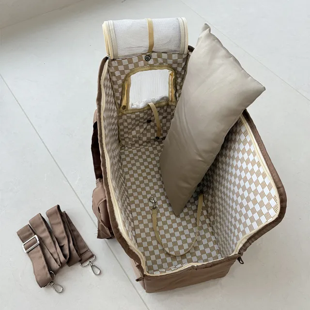 Pet Crossbody Shoulder Bag Canvas Cat Dog Carrier Backpack Travel Tote Shoulder Bags Mesh Sling Carry Pack Pet Carrying Supplies 5