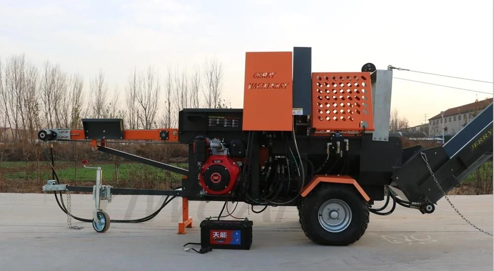 20ton Automatic Gasoline Firewood Processor Log Splitter Wood Cutter Fast Speed Kinetic Wood Processor