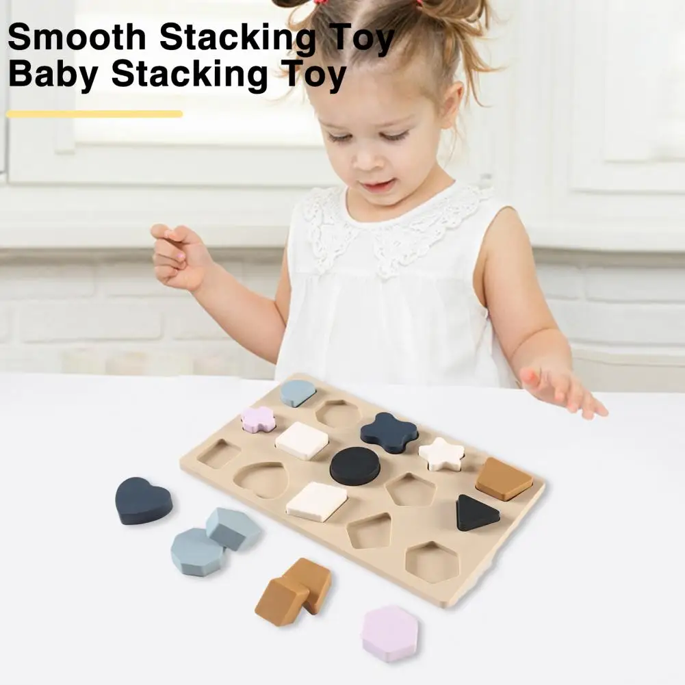 

Block Puzzle Stress Reliever Silicone Geometric Shapes Baby Building Blocks 3d Puzzle Stack Tower for Learning Education
