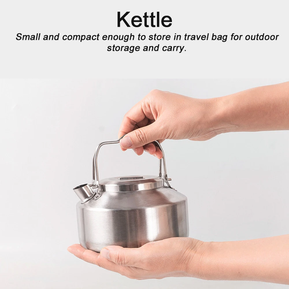 1L Outdoor Stainless Steel Camping Kettle – Portable Coffee Pot with Locking Handle for Cooking & Picnics 6