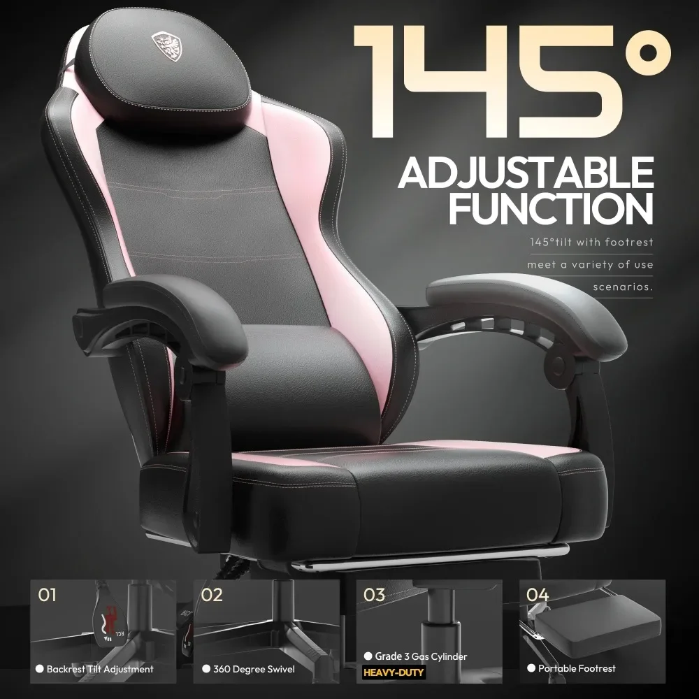 Gaming Chair with Pocket Spring Cushion for Adults, Ergonomic Computer Chair with Footrest and Massage Lumbar Support for Office 5