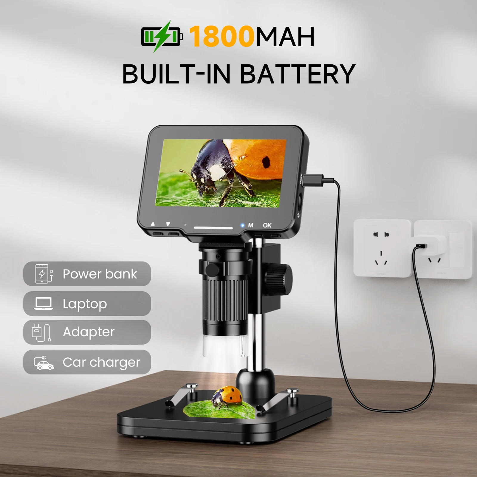 4.3" Coin Microscope 1000X LCD Digital Microscope for Coins Collectors 1080P Coi
