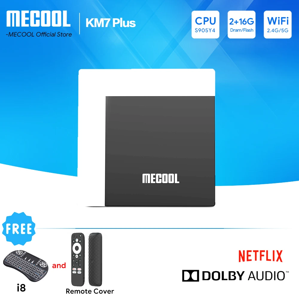 2023 Global Android Tv Box Km7 Plus Android 11 Netflix 4K Google Tv 2Gb Ddr4 16Gb Rom100M Lan Internet S905Y4 Lettore Multimediale Domestico