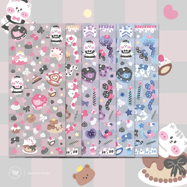 12 Sheets Glitter Cute Cat Cartoon Stickers for Photocards Collage