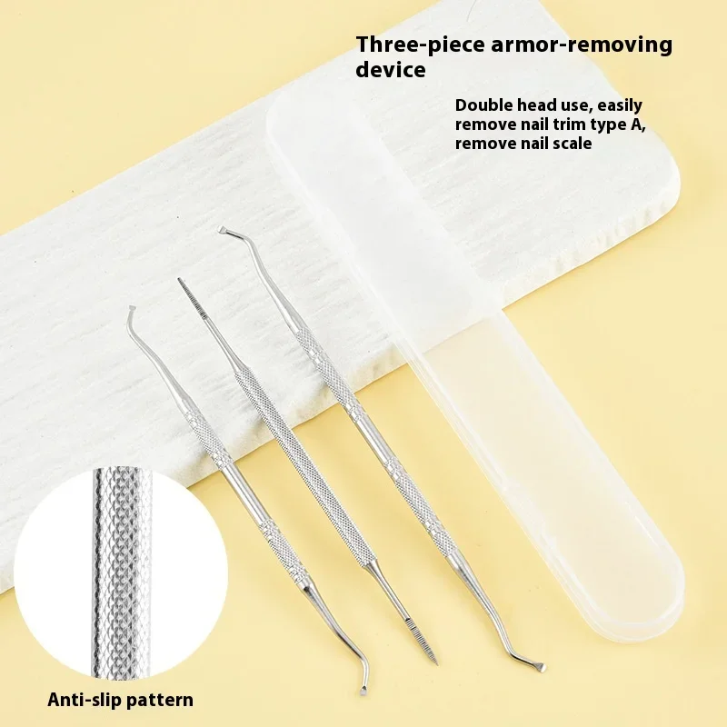 3Pcs Nail File Toe Nail Care Tool Double Ended Ingrown Toenail Correction Lifter Toenail Fungus Dirt Removal Stainless Steel Set 3