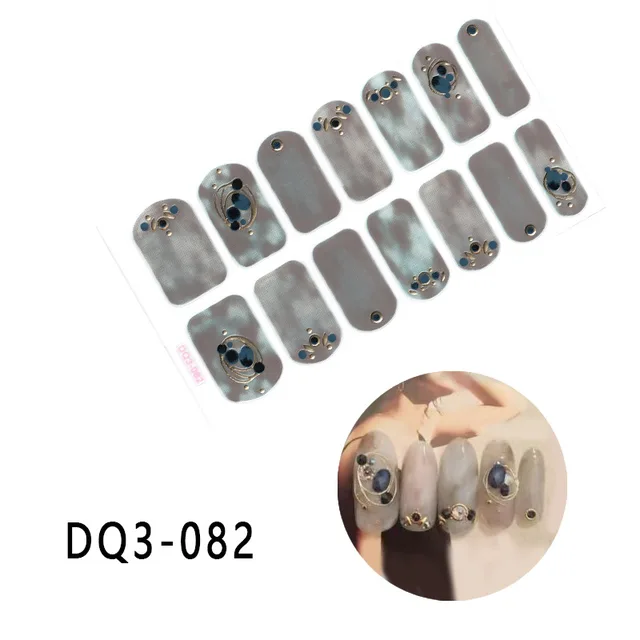 Korean Fashion Colorful 3D Glitter Sequins Nail Art Stickers Manicure DIY Nail Strips Wraps Solid Color DQ3-082