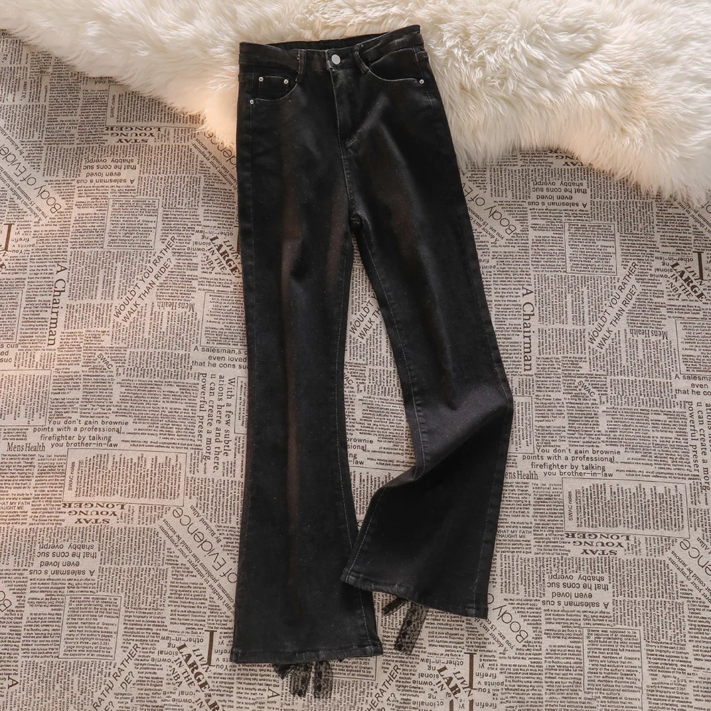 Circyy Jeans for Women Black Lace Up 