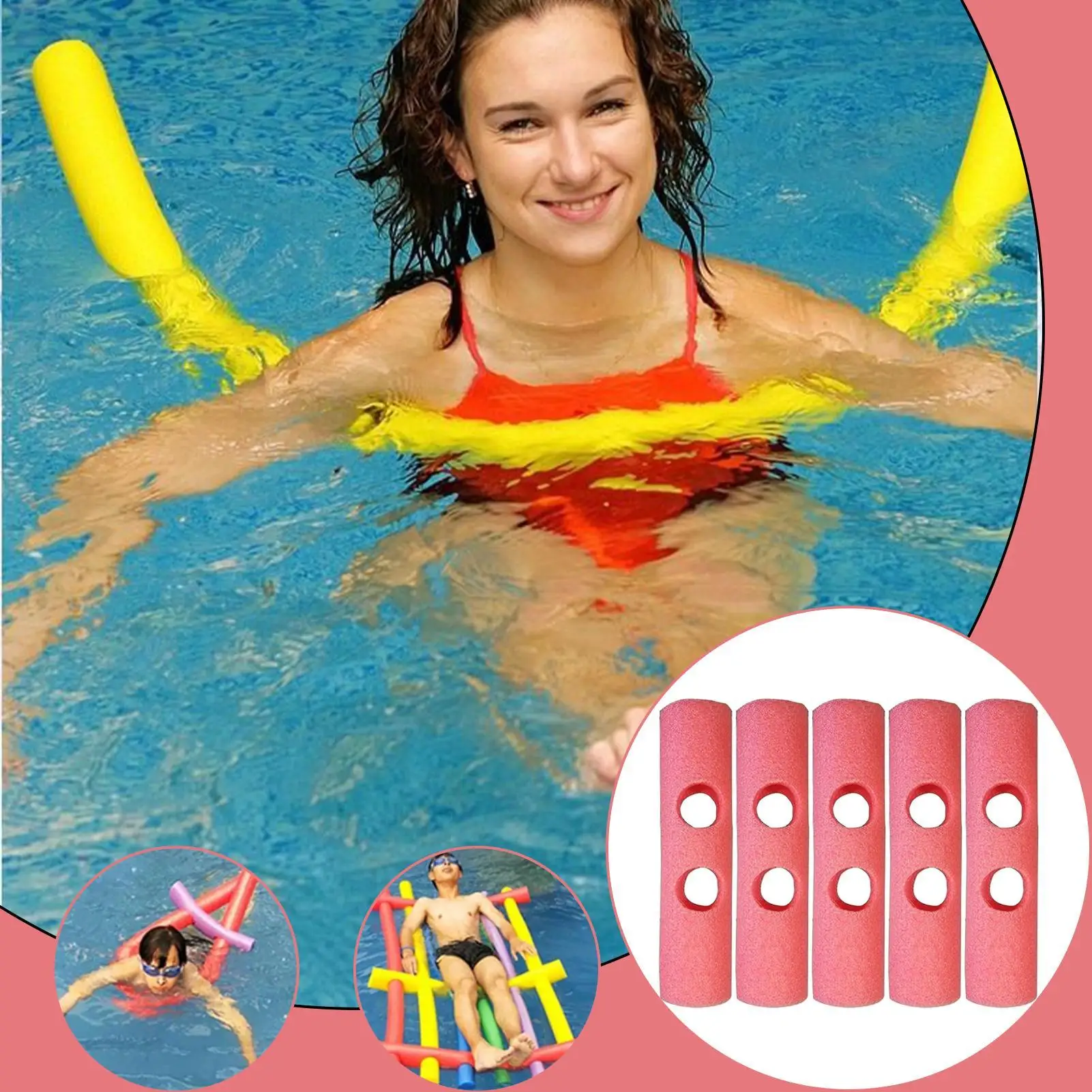 5pcs Swimming Pole Connector 2 Cross Holes Swimming Noodle Connector Pool Noodle Swimming Noodle Foam Stick Connector