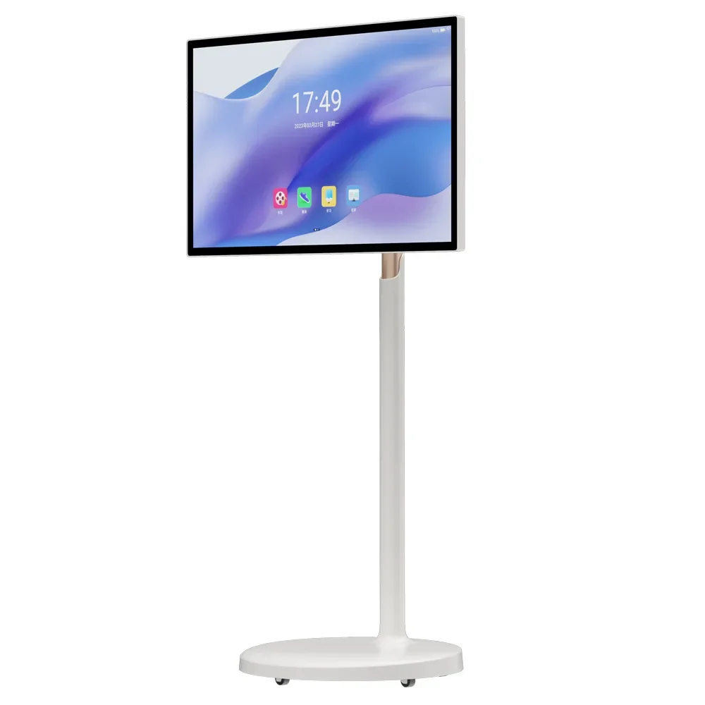Smart 21.5 Inch Portable TV Stand Rechargeable 360 Rotating Feature Wireless Television Display Touch Screen Mobile Display