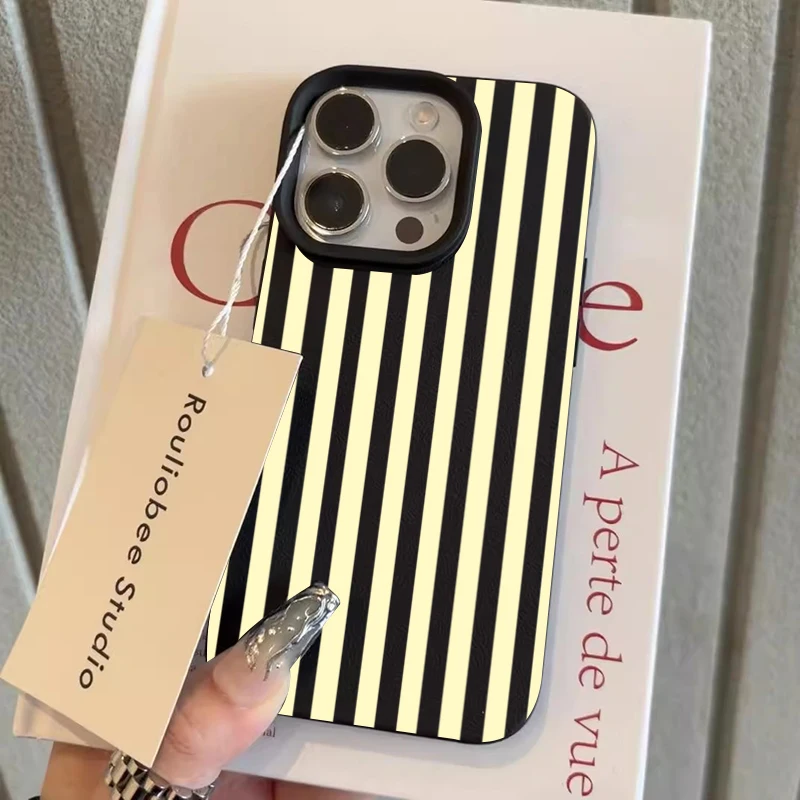 Fashionable Yellow Striped Soft Minimalist Shockproof Matte Silicone Phone Case