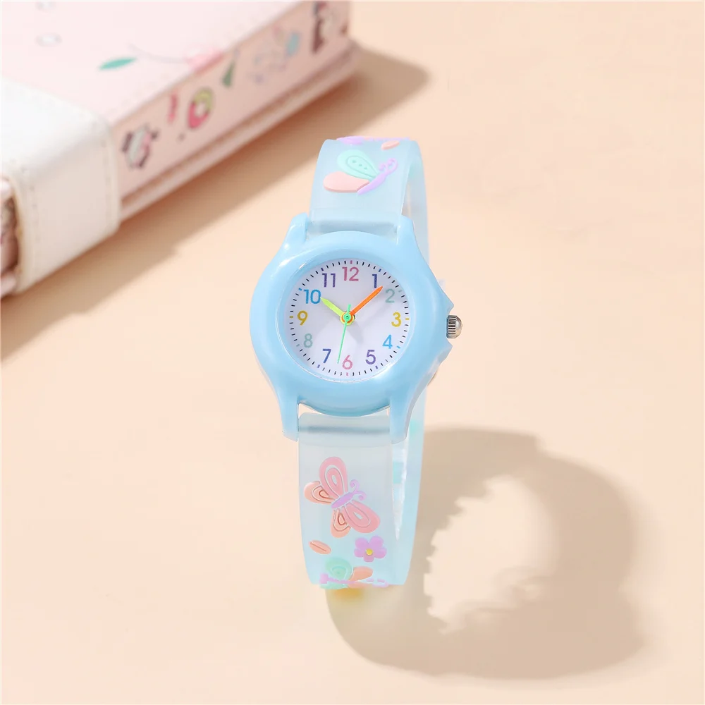 New Fashion Butterfly 3D Pattern Children's Watch Student Regular Daily Study Watch Girls Gift 4