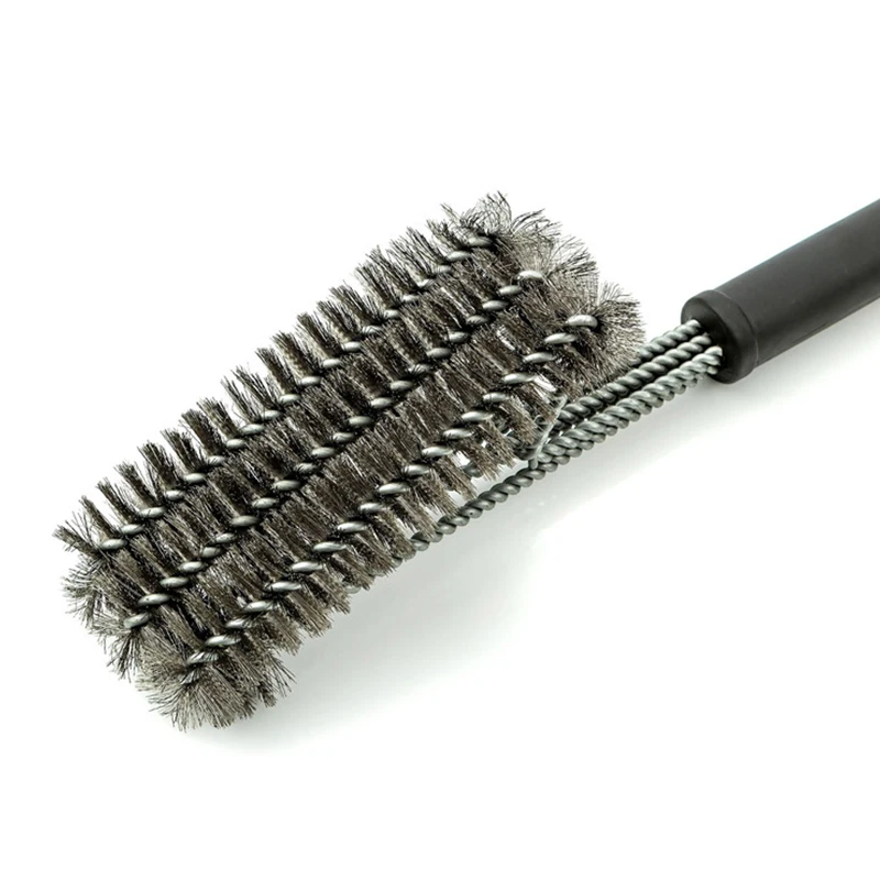 BBQ Grill Brush and Scraper Barbecue Kit Cleaning Brush Stainless Steel Tools Wire Bristles Triangle BBQ Cleaning Supplies