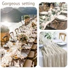 90x400CM Semi-Sheer Gauze Table Runner For Wedding Reception Sheer Bridal Shower Birthday Party banquet Xmas Table Decoration 4