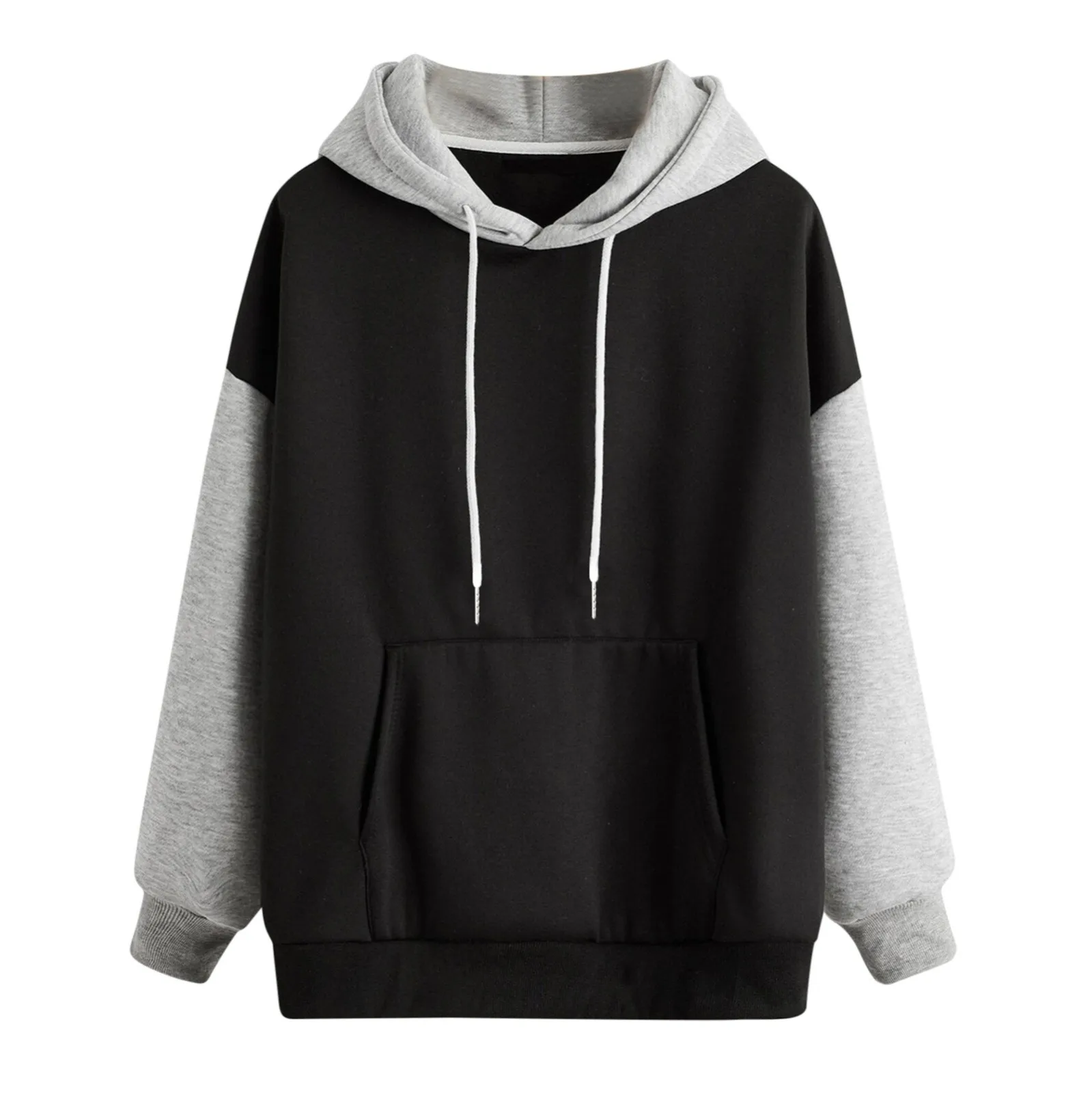 

Long Hoodie Women Women'S Stitching Hooded Solid Color Fashion Top Casual Blouse Large Size Monogram Sweatshirts Ladies