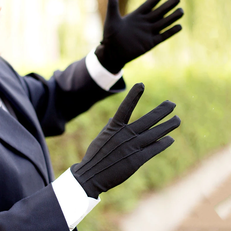 4PCS Black Cotton Gloves Formal Tuxedo Honor Guard Uniform Gloves for Police Server Funeral Parade Costume Coin Jewelry Silver 3