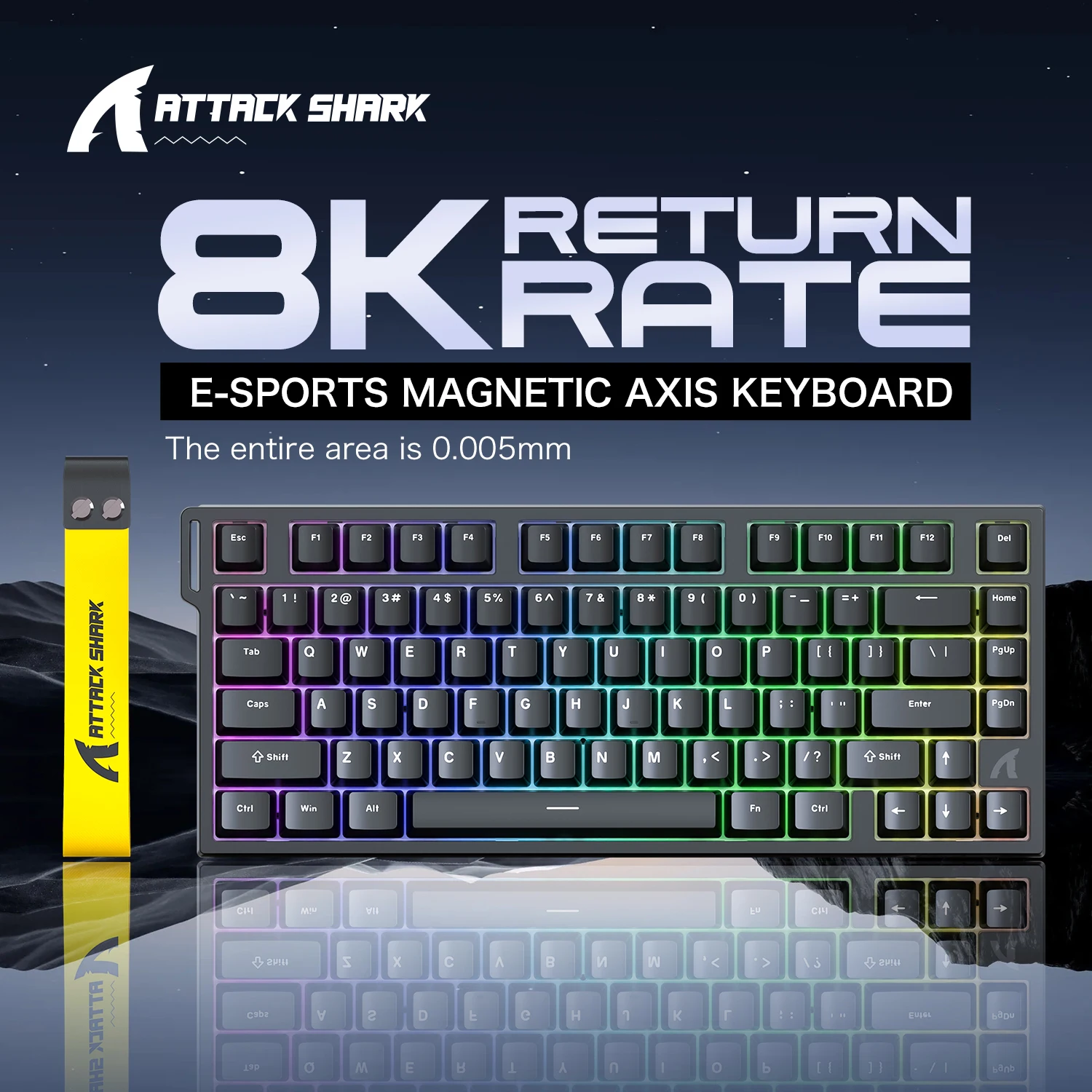 ATTACK SHARK R82HE 게이밍 키보드 마그네틱 75% 유선 8000Hz 빠른 트리거 프로게이머 키보드, 0.005mm RT 정확도, 0.08ms 지연