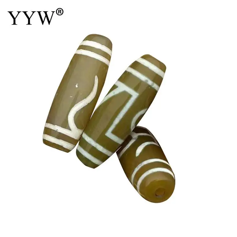 5pcs Natural Tibetan Dzi Beads Yellow Calcedony Random Pattern 40mm Chalcedony Bead For Jewelry Making Diy Bracelet Necklace