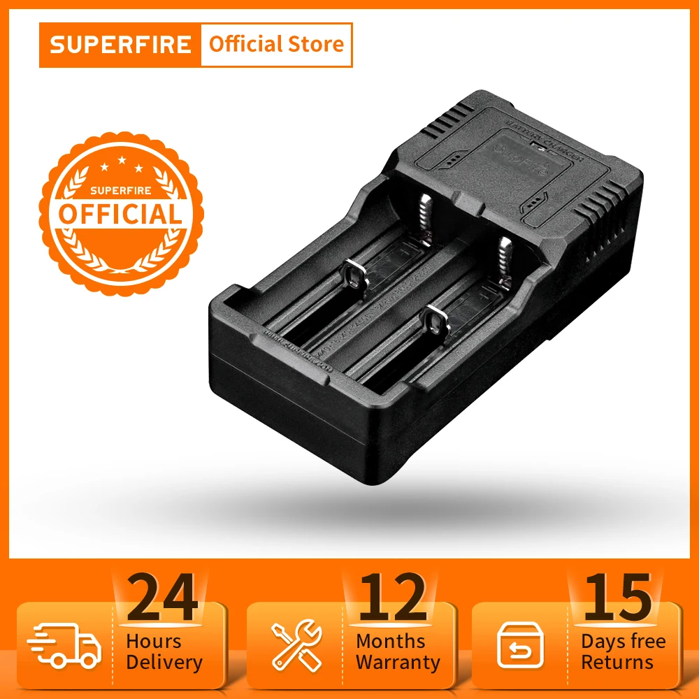 

SUPERFIRE USB Dual Slot Charger AC26 For 18650 26650 18490 16340 14500 10440 flashlight LED Torch Tools Battery Smart Charger