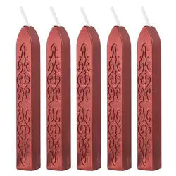 Pack of 5 Solid Color Sealing Wax Sticks for Envelopes, Invitations, and Gifts (New Wine Red)