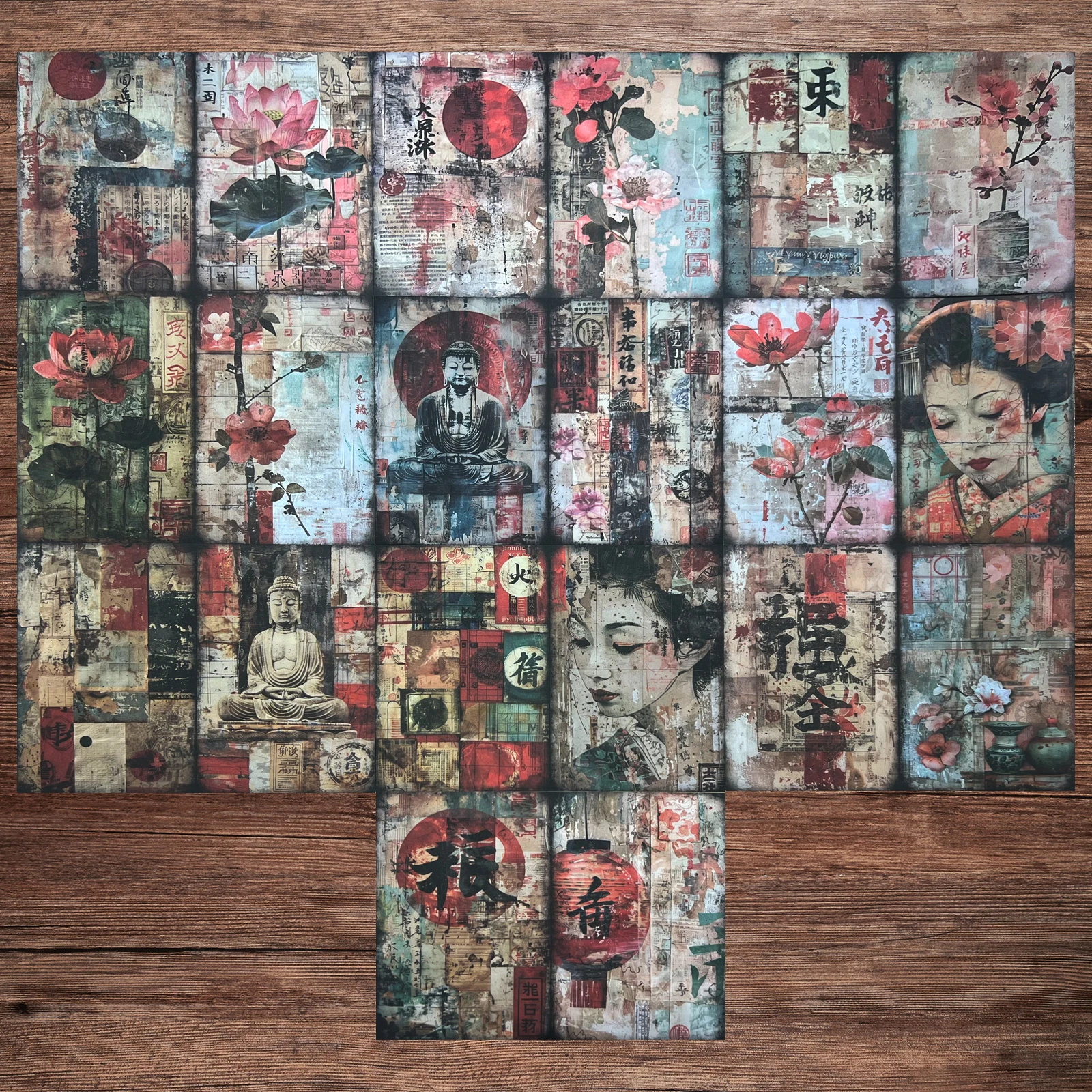 Viguscraft A5 Size Vintage Day Series Old Newspaper Lotus Woman Junk Diary Magazine Scrapbooking 10Sheets