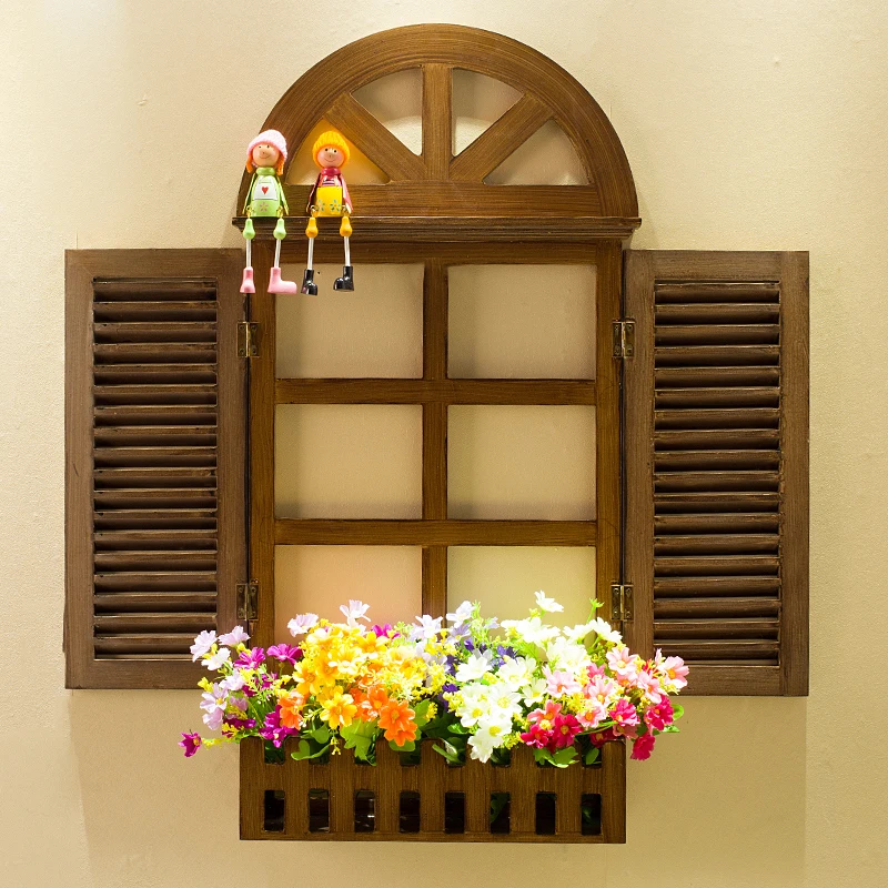 101x92x50cmRusticWoodenWindowFrameWallArtDecorCountryFarmhouse