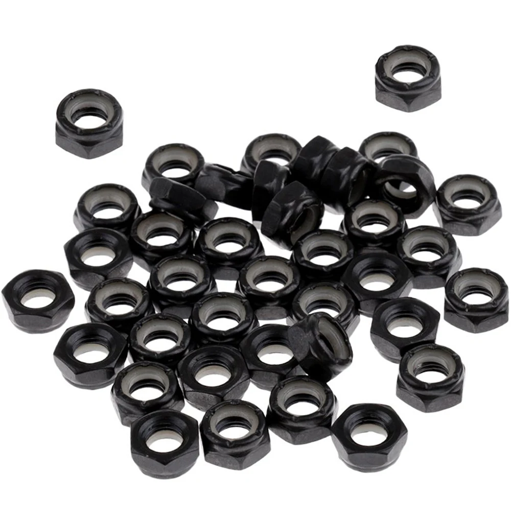 

50Pcs Sturdy Skateboard Longboard Trucks Wheels Replacement Axle Nuts Hardware Black Skateboard Trucks Axle Nuts