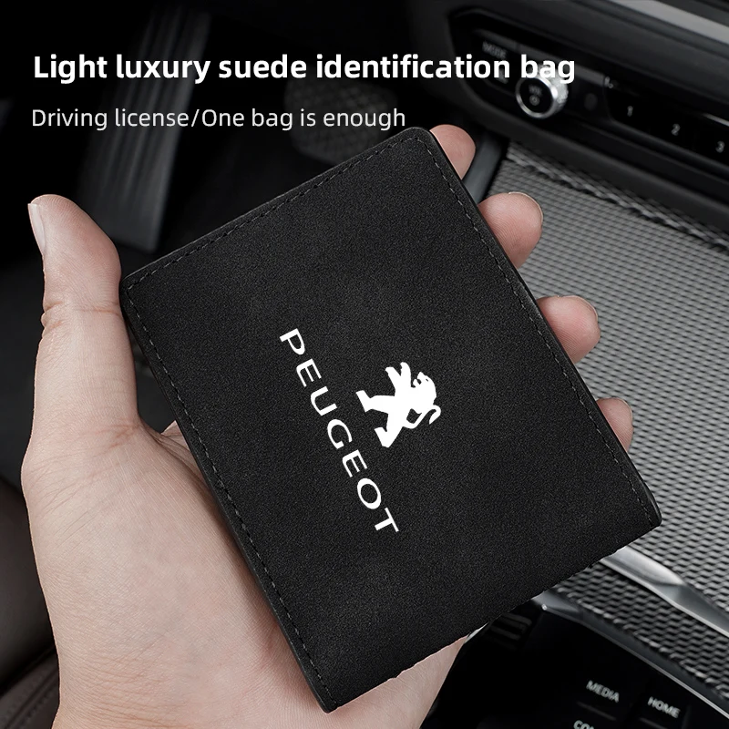Car Driver's License Card Holder Suede Card Bag for Peugeot 208 3008 206 308 2008 207 107 508 607 106 406 407 307 301 5008 4008