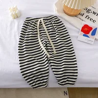 Pantalons d'été anti-moustiques coréens pour enfants, pour garçons et filles, pantalons de sport décontractés à rayures, longueur cheville, nouvelle collection 1