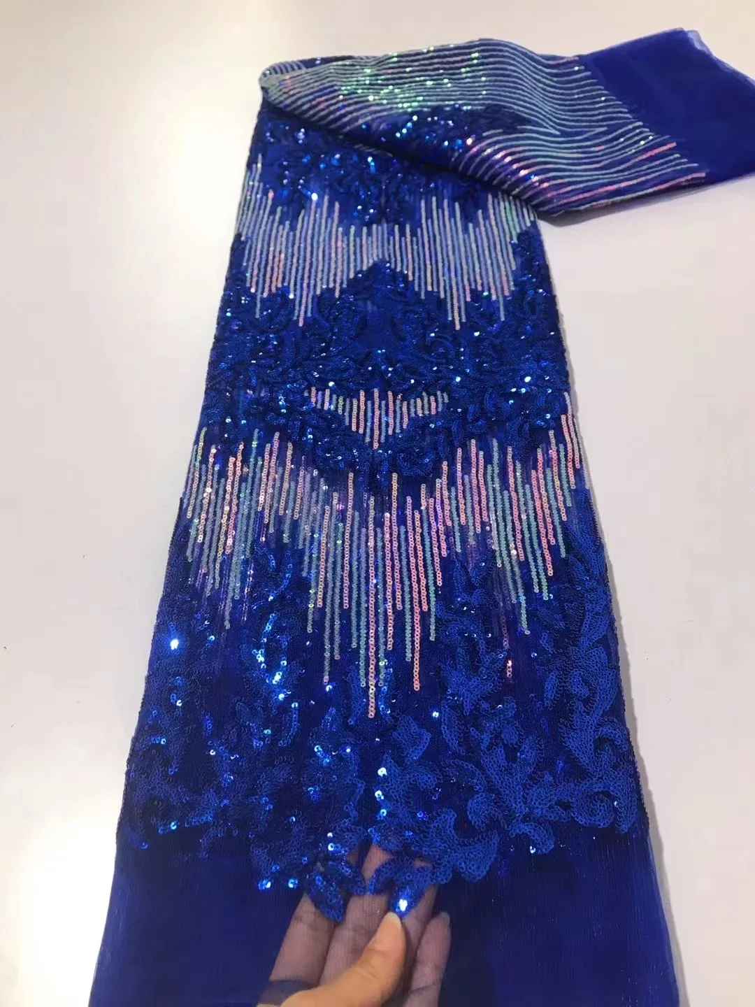 

Good Quality Purple Lace Fabric Sequins Lace Nigerian Sequence Bride Lace Fabric for Party Wedding Dress, Net Embroidery Fabric